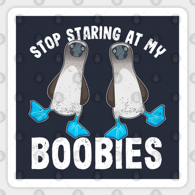 Stop staring at my boobies | Funny Gift blue footed booby Sticker by qwertydesigns